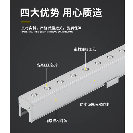 LED contour light DMX512 external control full-color line light bridge building lighting engineering linear wall washer light